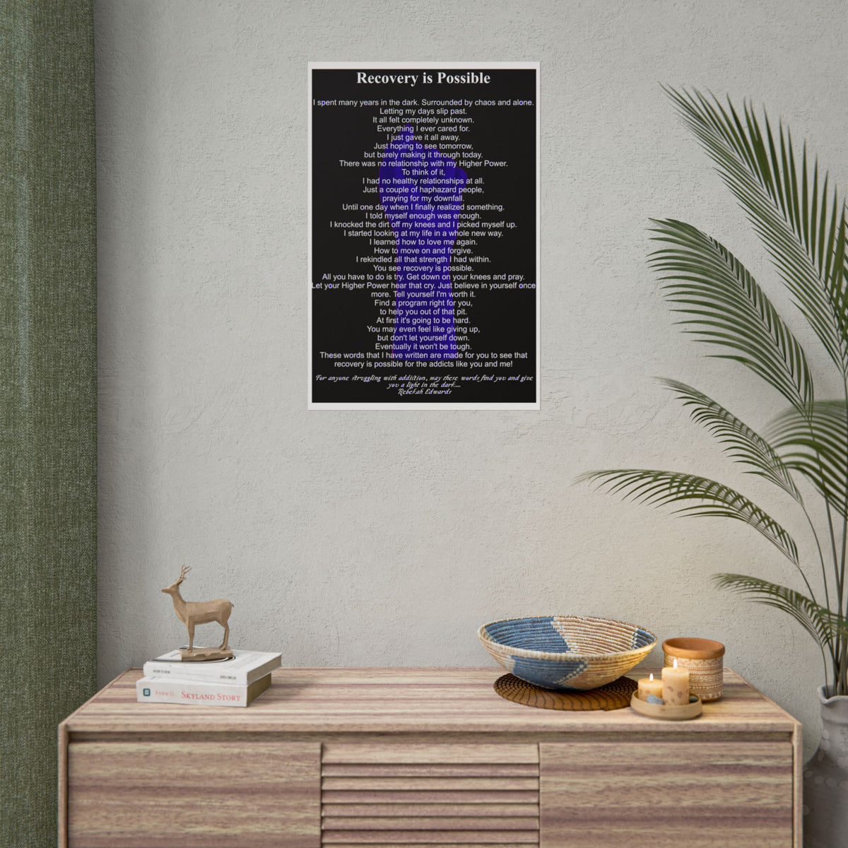 Recovery Inspirational Poster — "I Told Myself Enough" Rolled Poster