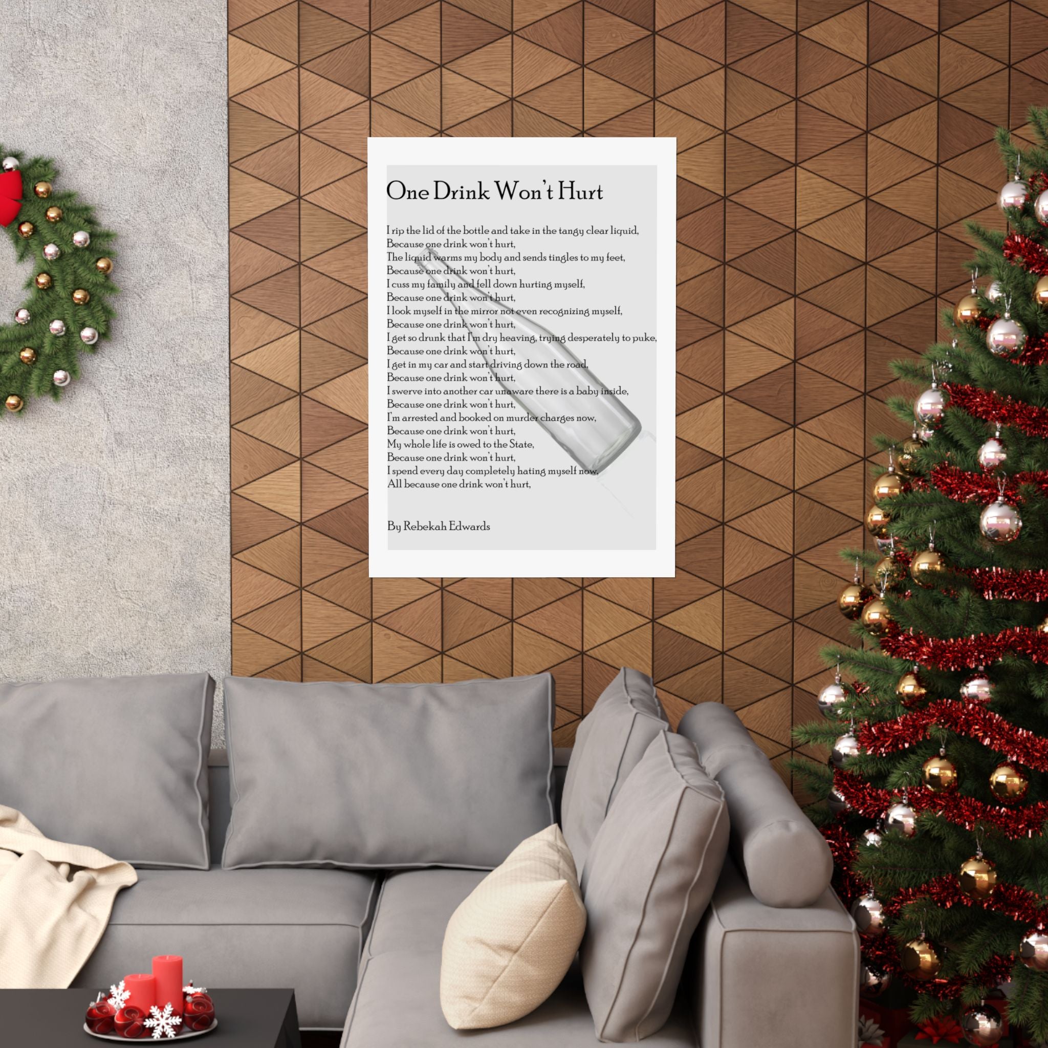 Matte Vertical Poster — "One Drink Won't Hurt" Poem Print (Recovery & Sobriety Support)