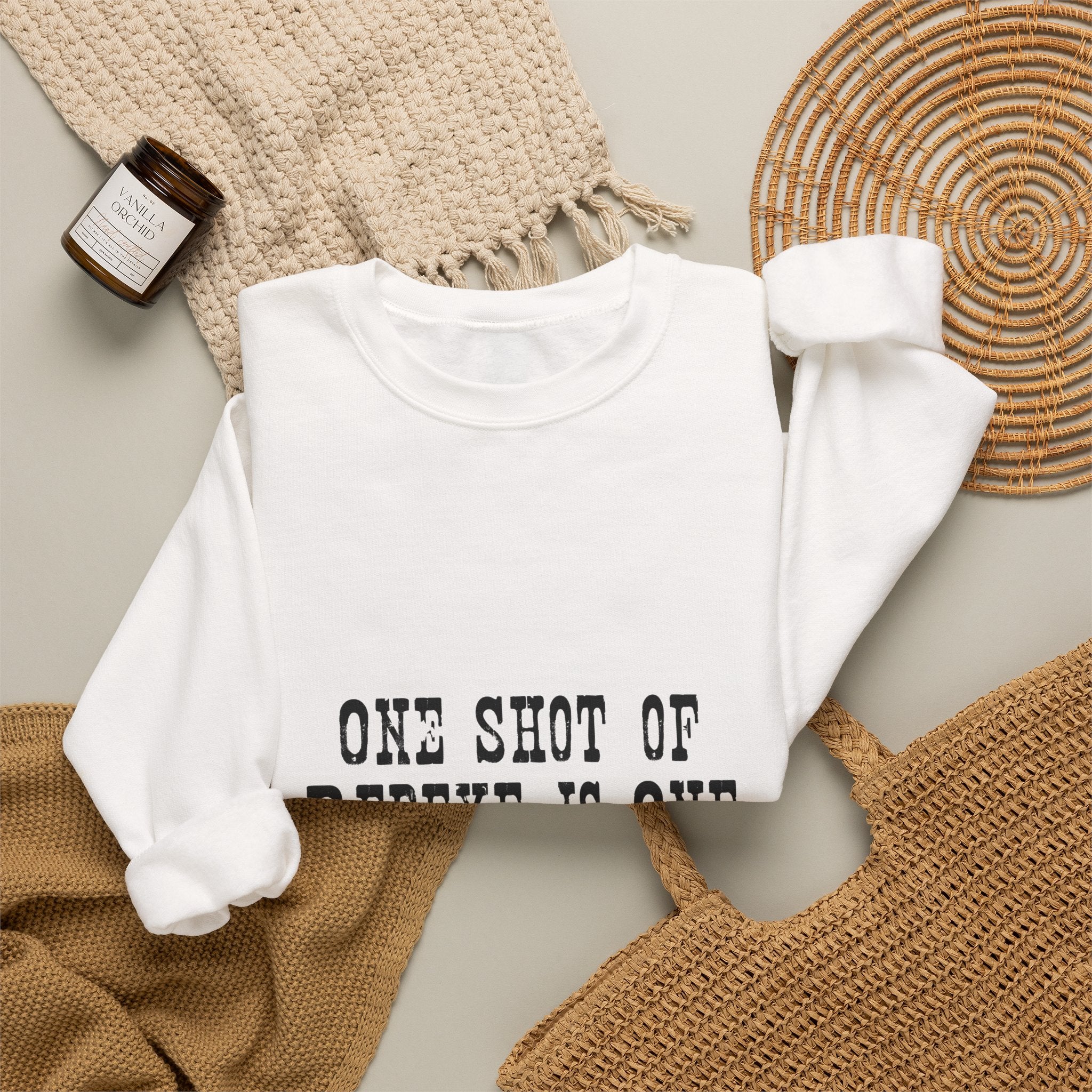 Crewneck Sweatshirt — "One Shot of Redeye Is One Drink Too Many" Graphic