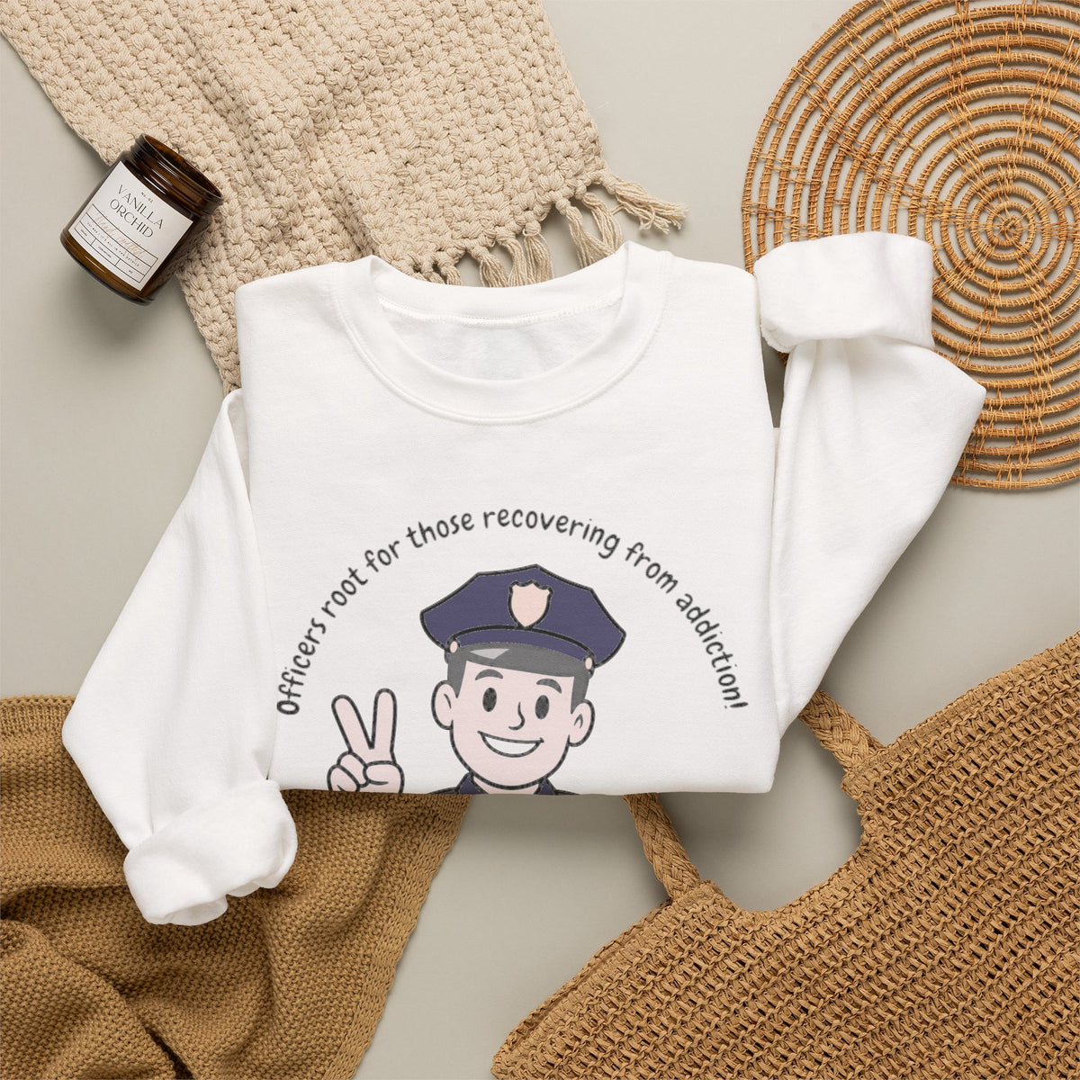 Police Officer Peace Sweatshirt – 'Officers Hope for Those Recovering from Addiction' Crewneck