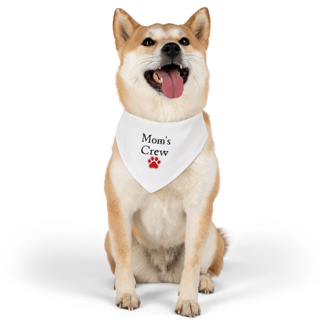 Mom's Crew Pet Bandana Collar — White Dog Bandana with Red Paw