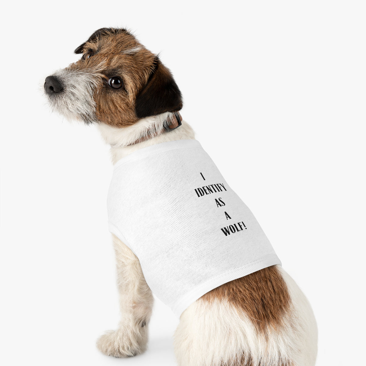 Pet Tank Top — "I Identify as a Wolf!" Pink Dog/Cat Shirt