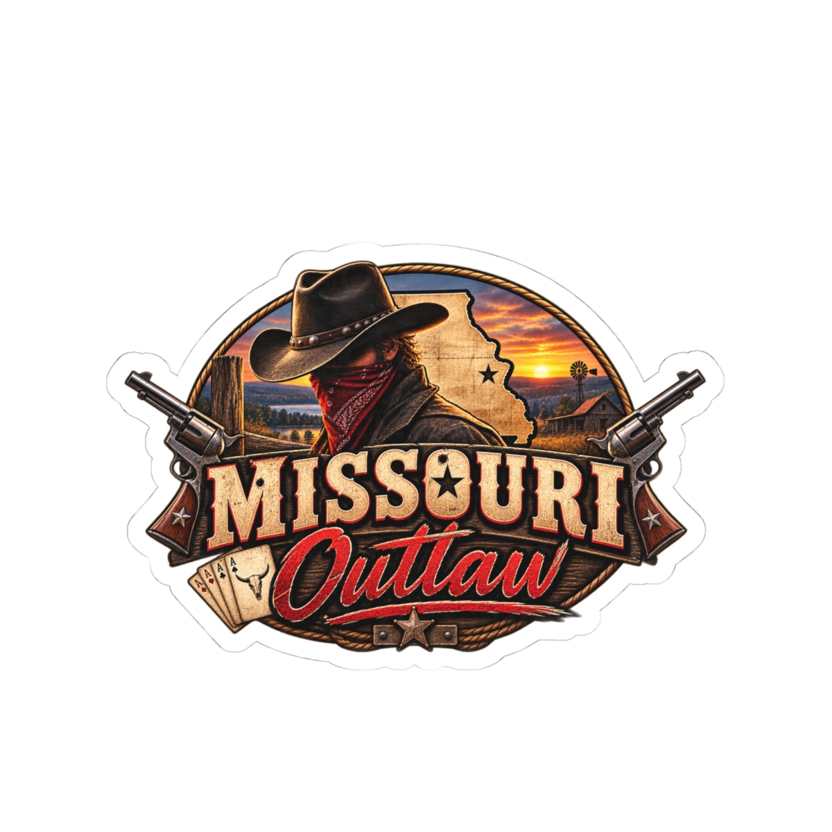 Missouri Outlaw Kiss-Cut Sticker – Western Cowboy Logo