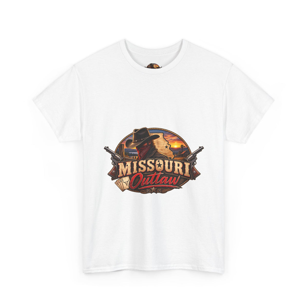 Missouri Outlaw Graphic Tee — Western Cowboy Retro Sunset T‑Shirt
