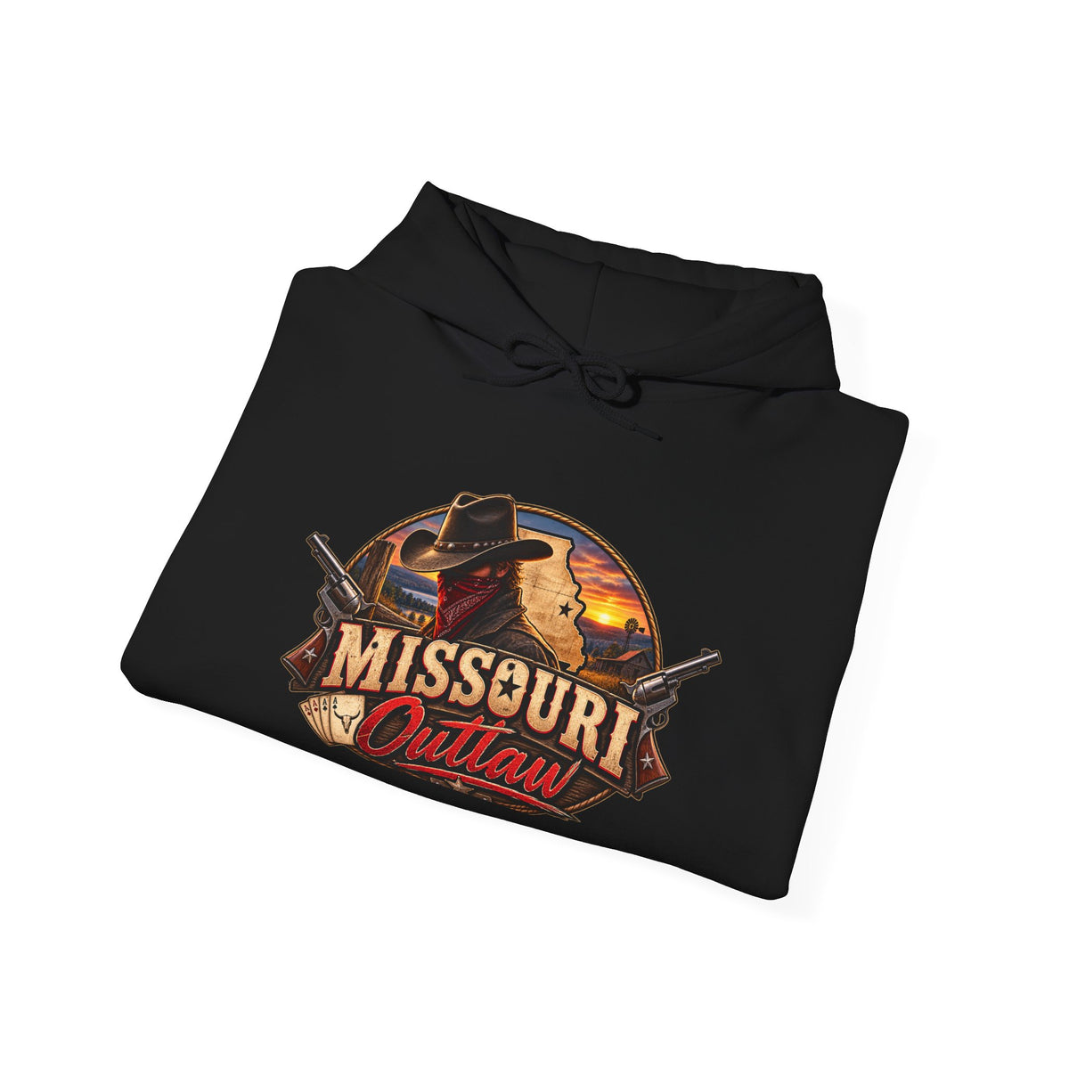 Missouri Outlaw Hoodie - Western Cowboy Graphic Pullover