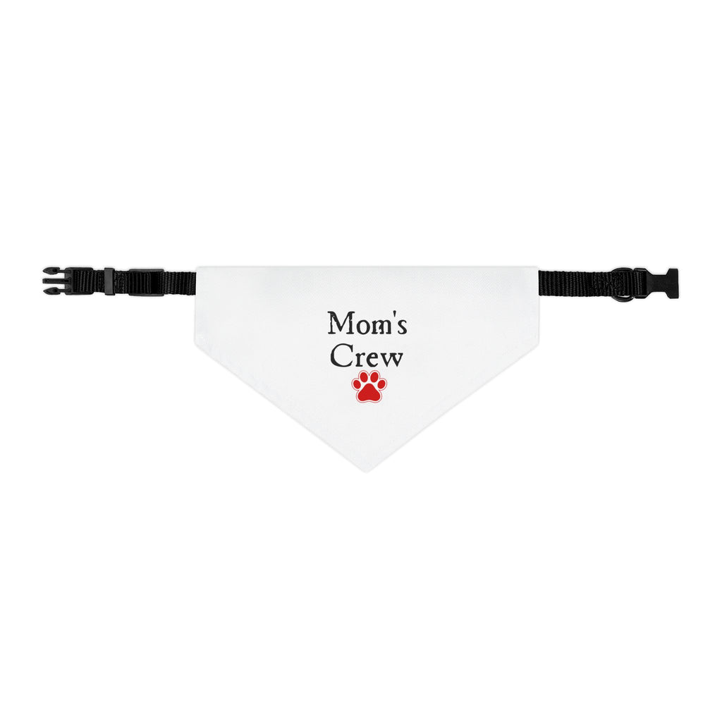 Mom's Crew Pet Bandana Collar — White Dog Bandana with Red Paw