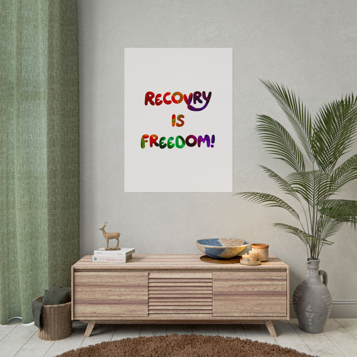 Recovery Is Freedom Poster - Colorful Inspirational Mental Health Wall Art