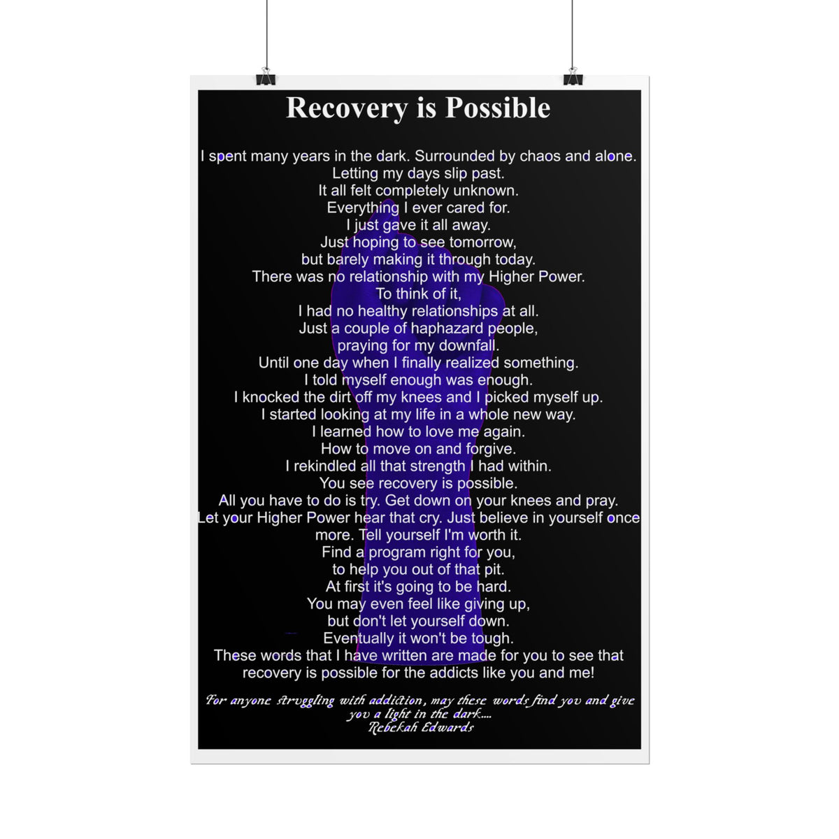 Recovery Inspirational Poster — "I Told Myself Enough" Rolled Poster