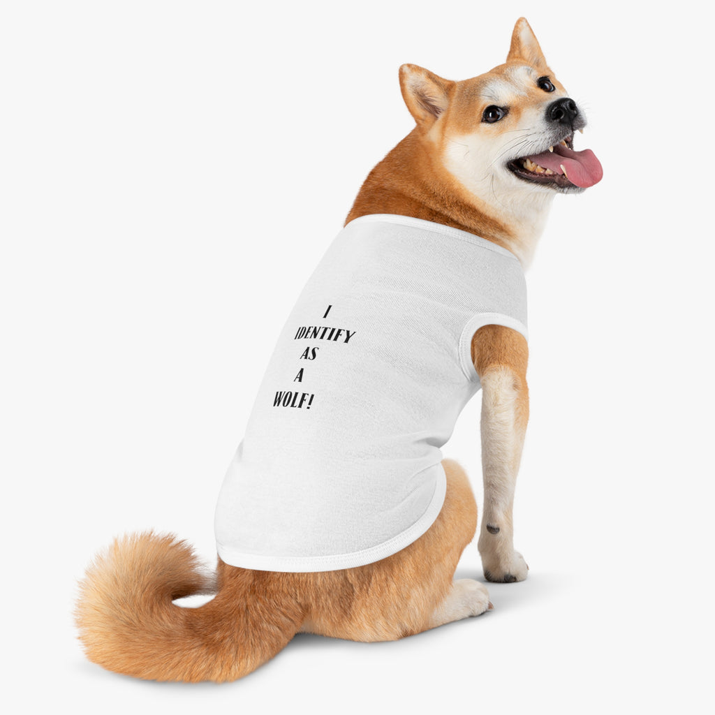 Pet Tank Top — "I Identify as a Wolf!" Pink Dog/Cat Shirt