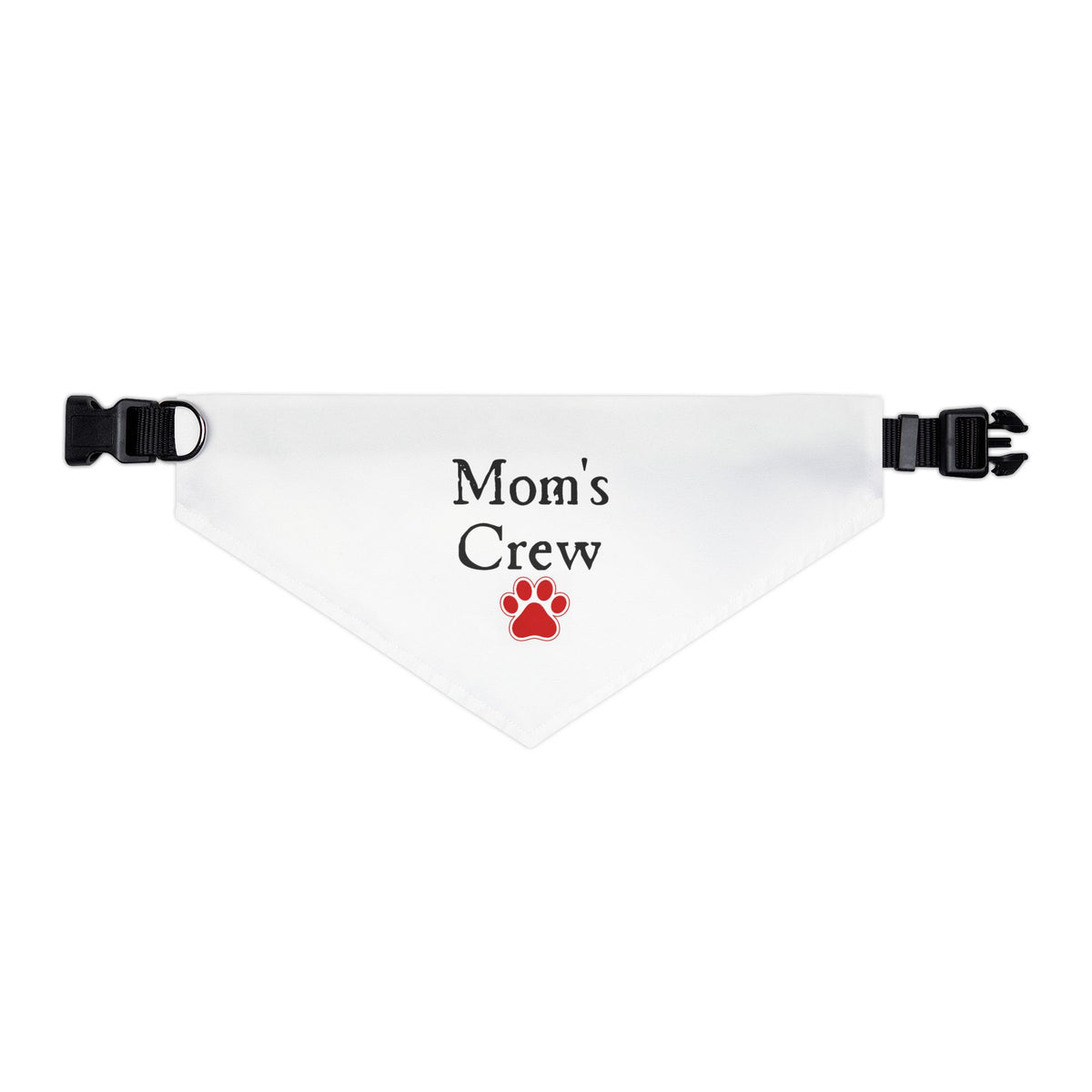 Mom's Crew Pet Bandana Collar — White Dog Bandana with Red Paw