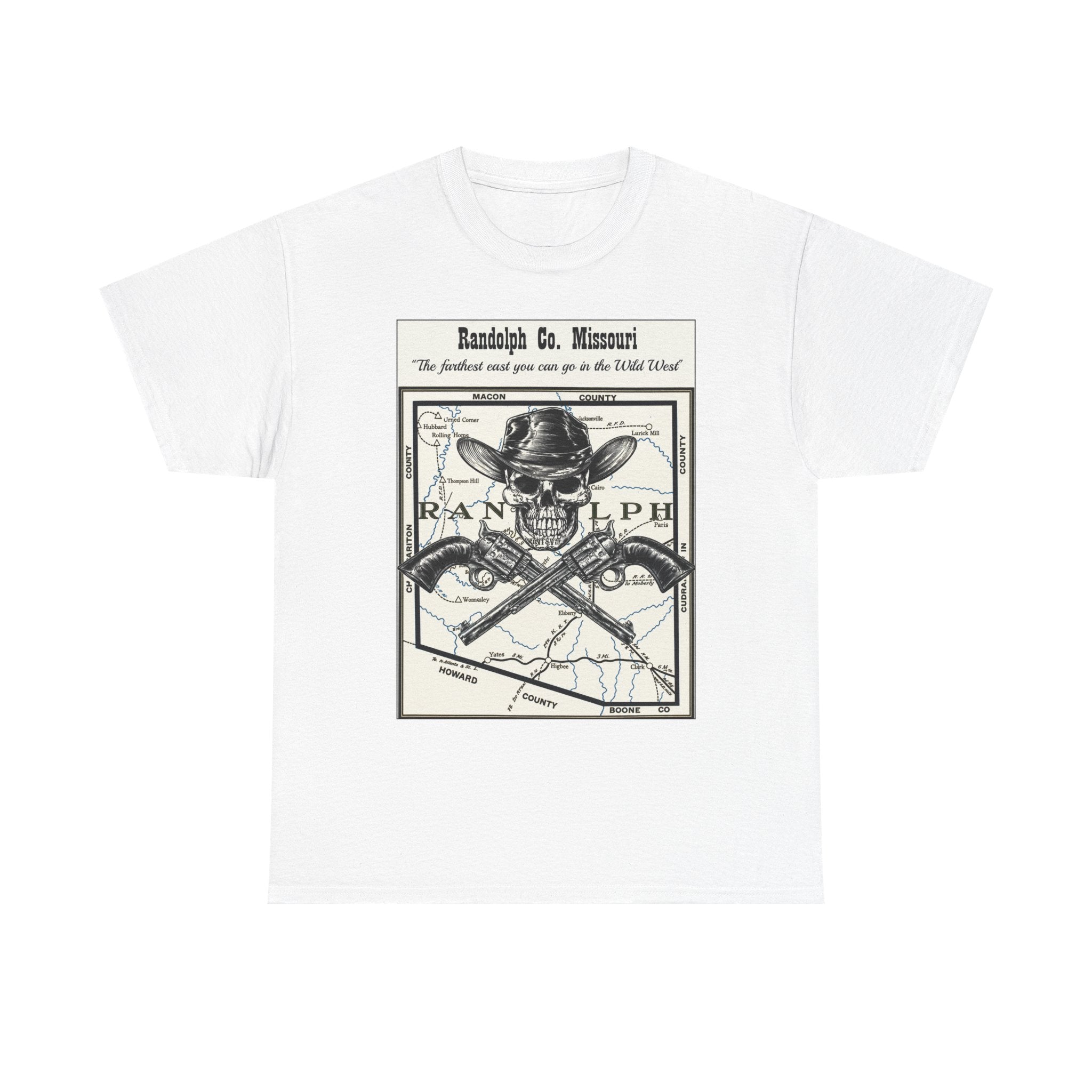 Randolph County Missouri Vintage Map Skull T-Shirt
