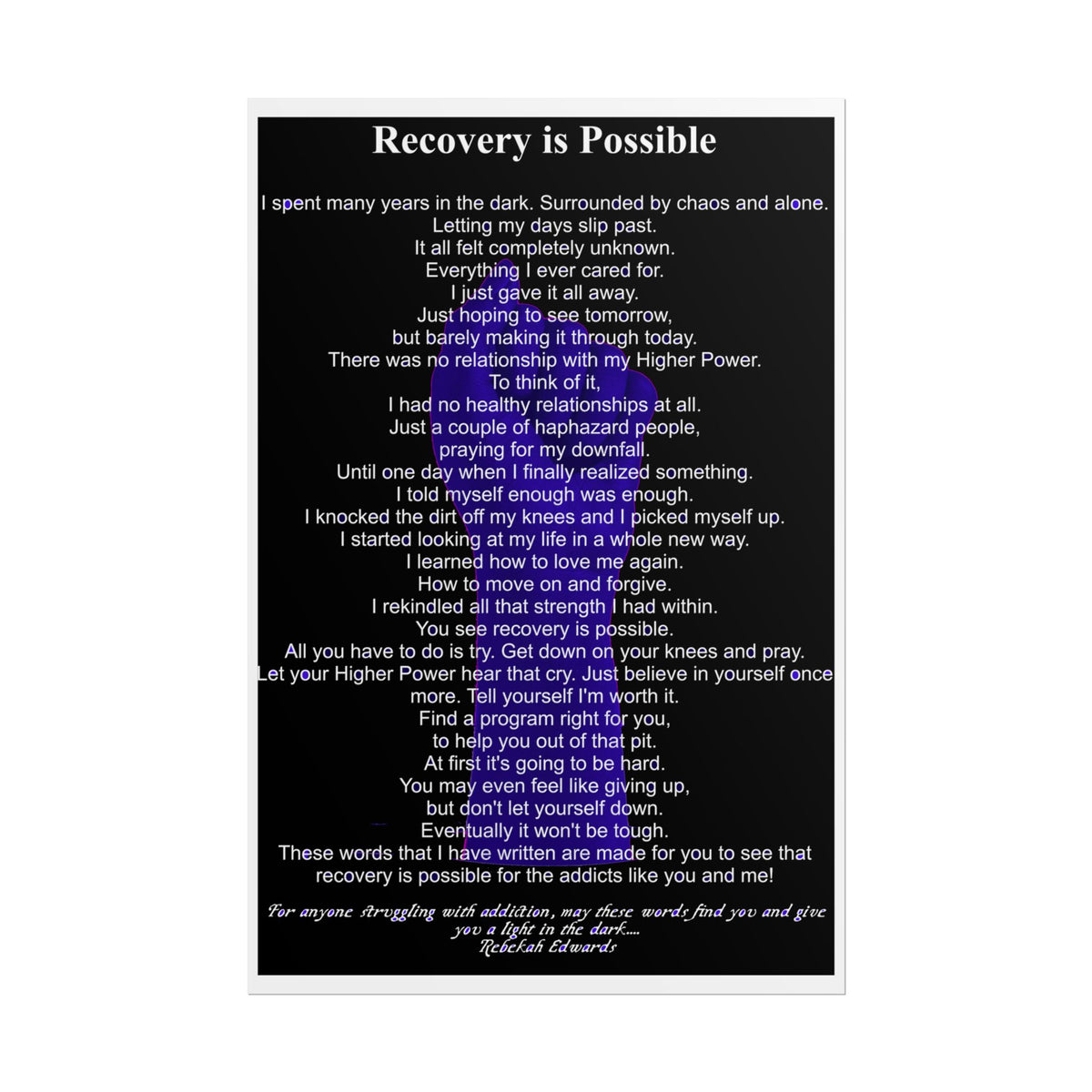 Recovery Inspirational Poster — "I Told Myself Enough" Rolled Poster