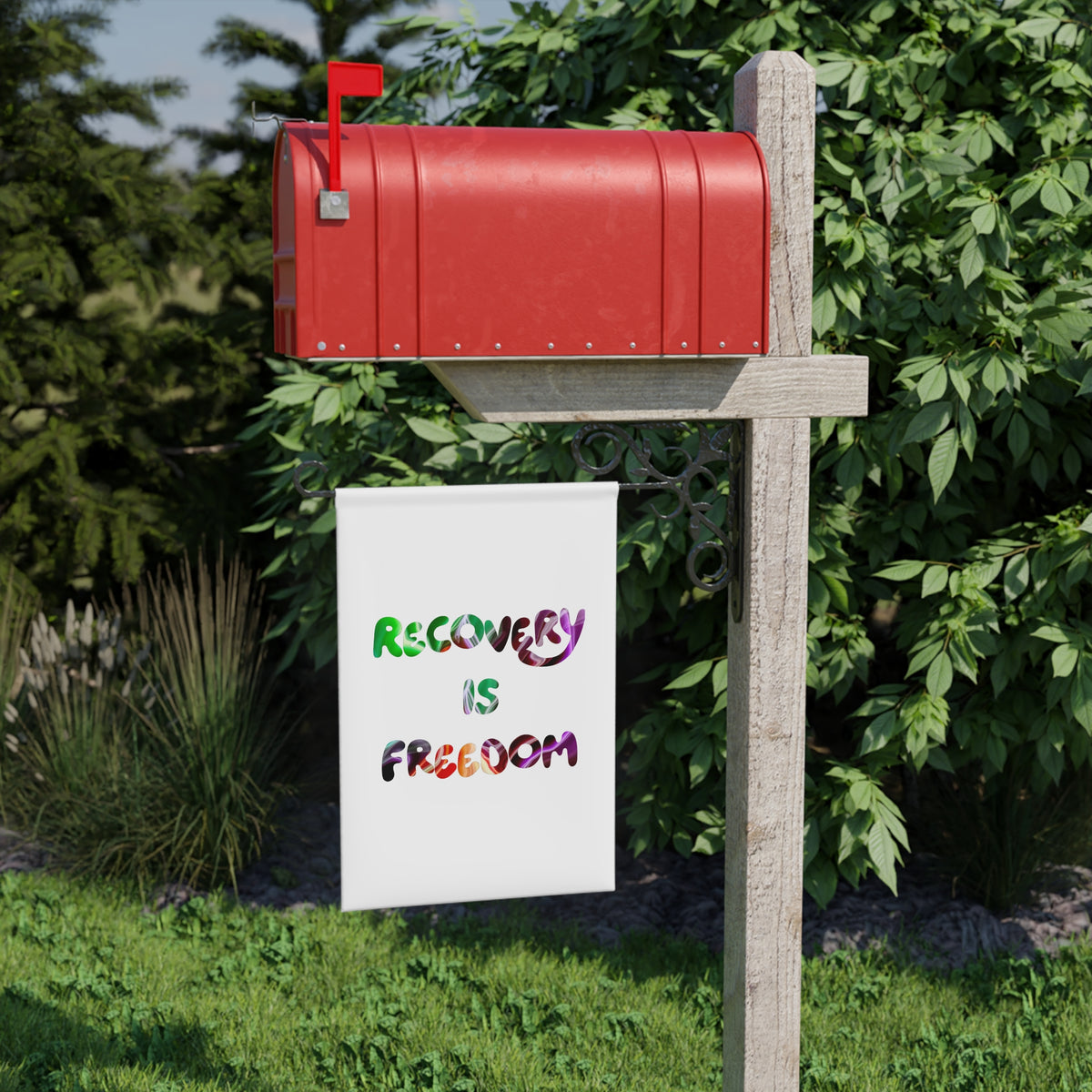 Recovery Is Freedom Garden Flag — Inspirational Recovery Yard Banner
