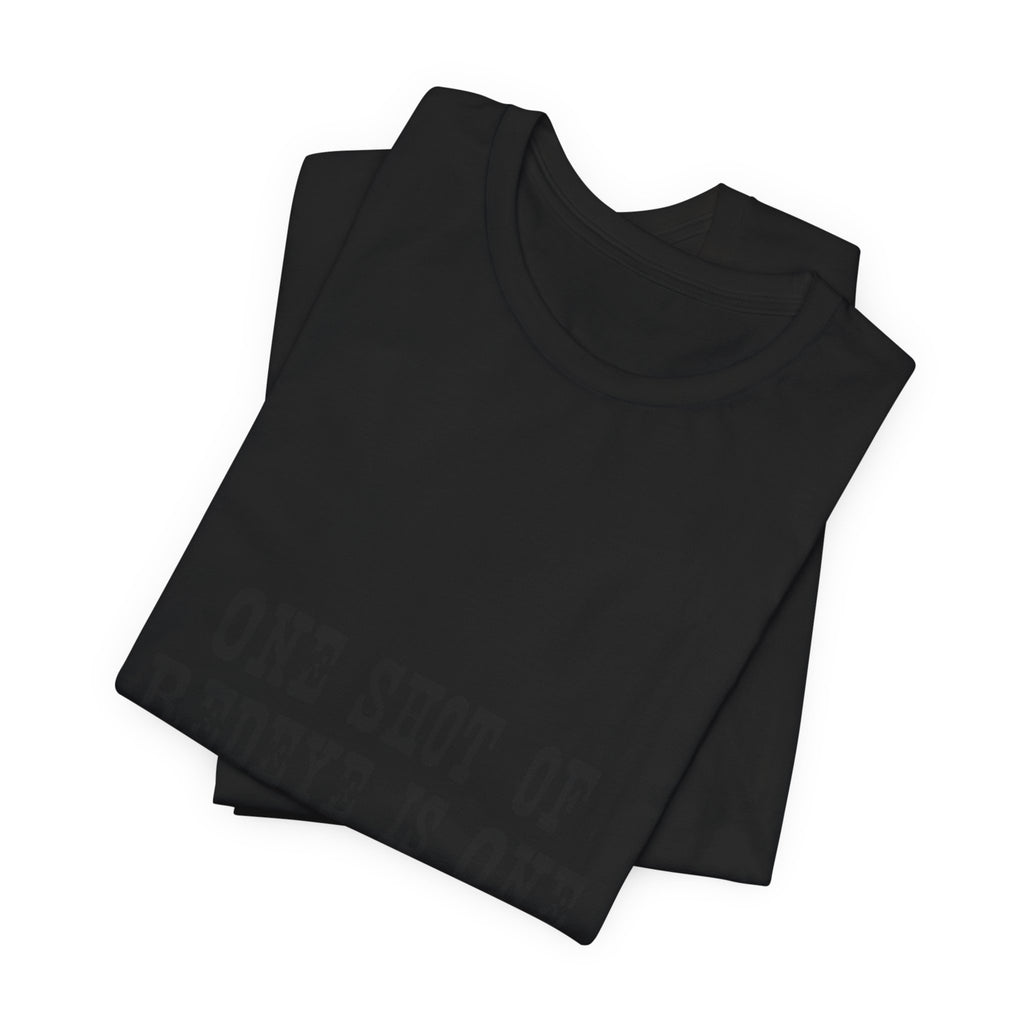 Graphic Tee — “One Shot of Red Eye Is One Drink Too Many” Vintage Stencil Shirt