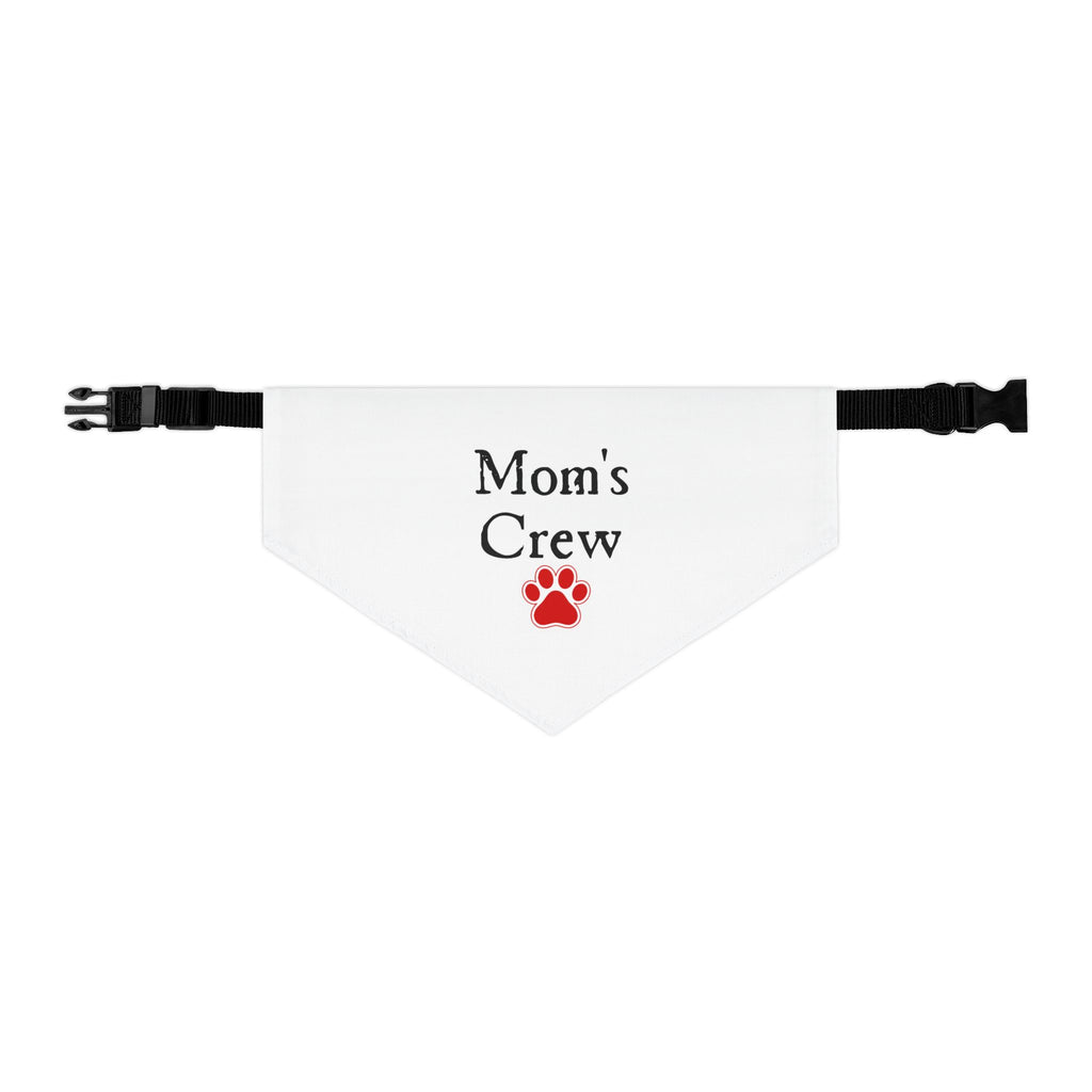 Mom's Crew Pet Bandana Collar — White Dog Bandana with Red Paw