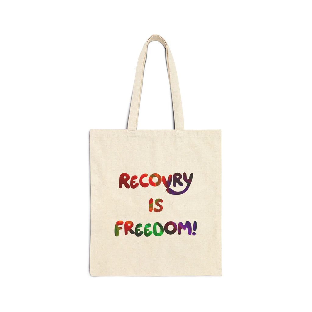 Recovery Is Freedom Tote Bag — Cotton Canvas Inspirational Shopping Tote