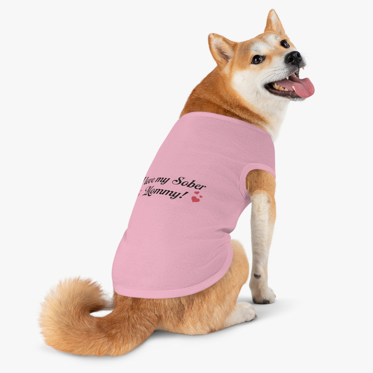 Pet Tank Top - "I Love My Sober Mommy" Dog Shirt with Heart Accents