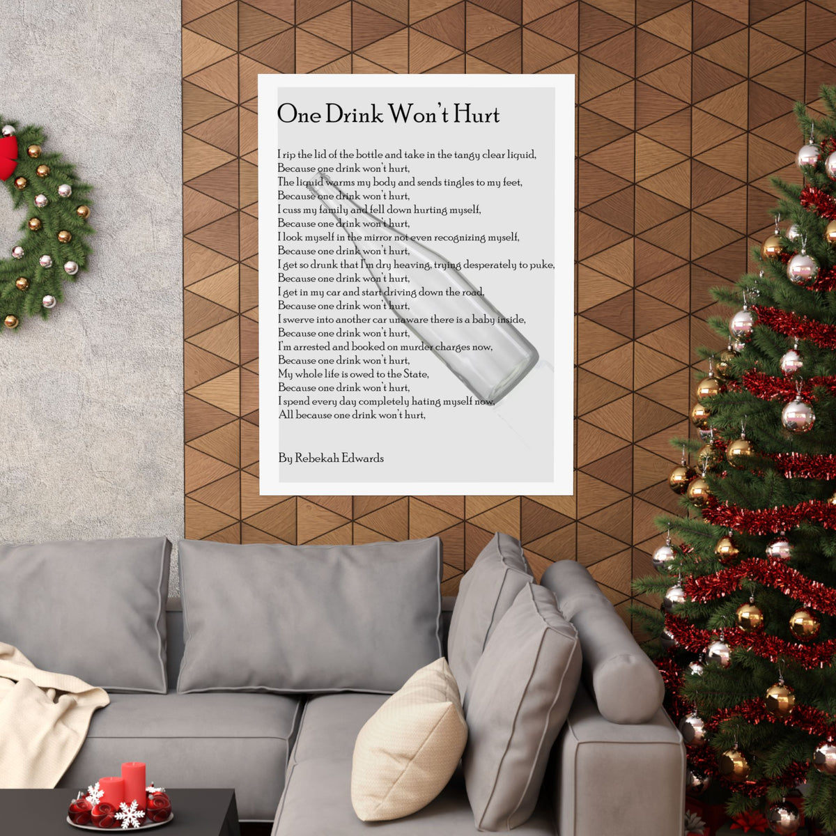Matte Vertical Poster — "One Drink Won't Hurt" Poem Print (Recovery & Sobriety Support)