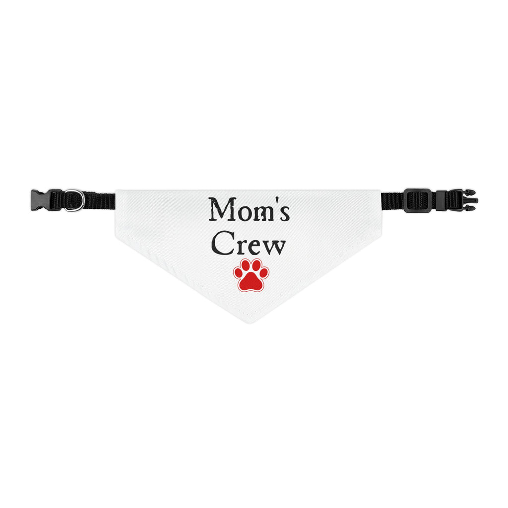 Mom's Crew Pet Bandana Collar — White Dog Bandana with Red Paw