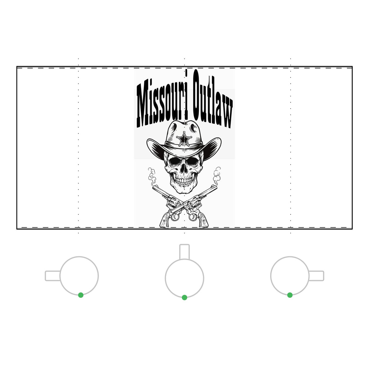 Missouri Outlaw Frosted Glass Coffee Mug — 11oz Skull Cowboy Design