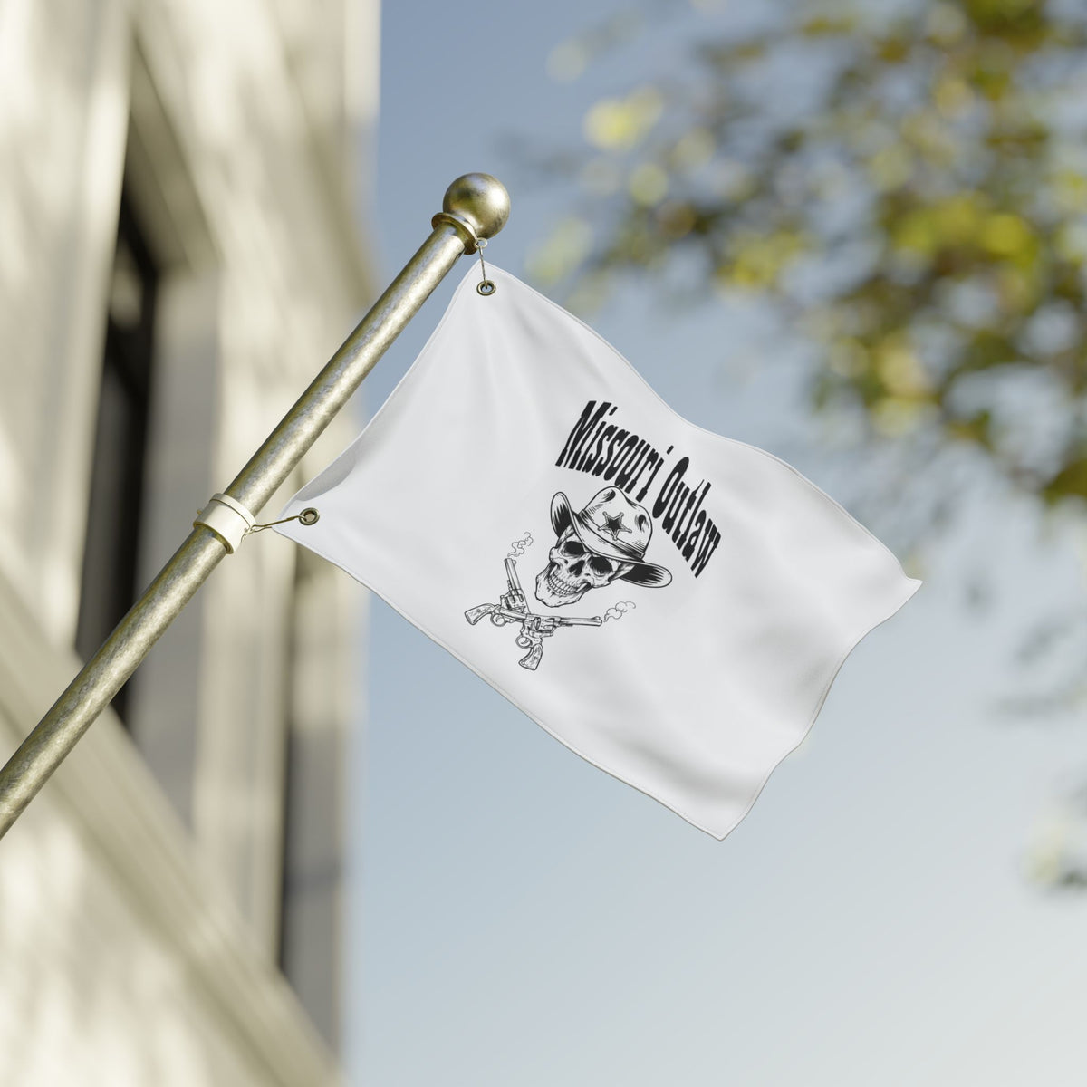 Double-Sided Flag — "Missouri Outlaw" Skull Cowboy Decorative Banner
