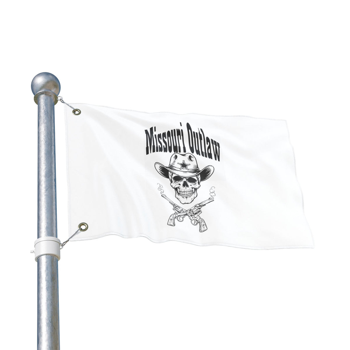 Double-Sided Flag — "Missouri Outlaw" Skull Cowboy Decorative Banner