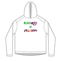 Recovery Is Freedom Hoodie — Solar Tie-Dye Slogan Hoodie for Addiction Recovery & Sobriety