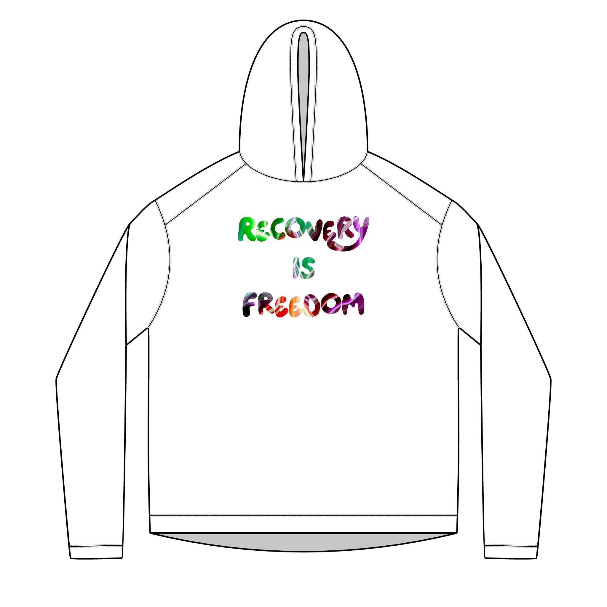 Recovery Is Freedom Hoodie — Solar Tie-Dye Slogan Hoodie for Addiction Recovery & Sobriety
