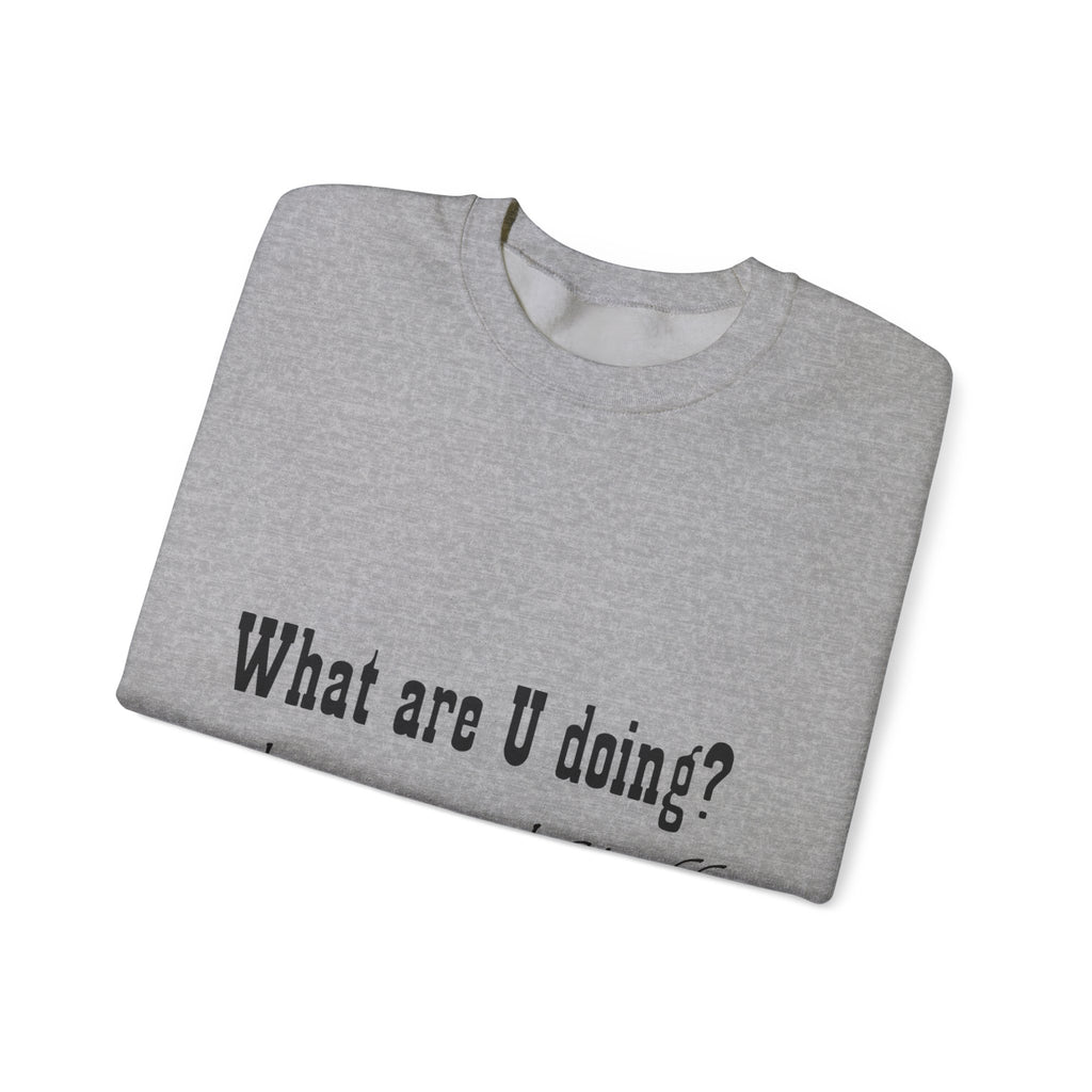 Crewneck Sweatshirt — "What are U doing? Things and Stuff" Casual Graphic Pullover