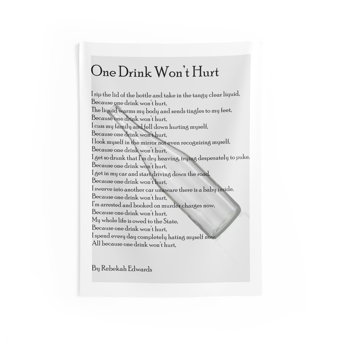 One Drink Won’t Hurt Tapestry — Poem Wall Art with Glass Illustration
