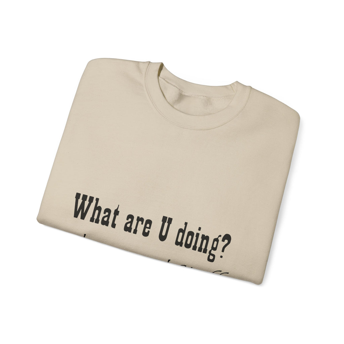 Crewneck Sweatshirt — "What are U doing? Things and Stuff" Casual Graphic Pullover